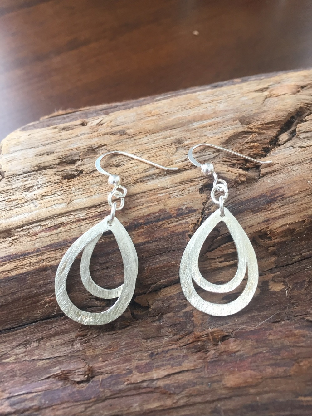 Silver Double Teardrop Dangle Earrings